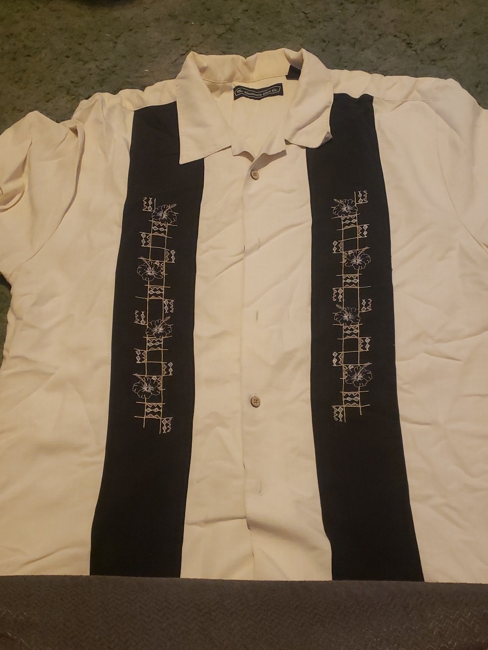 Men's Two-Tone White and Black Button Shirt